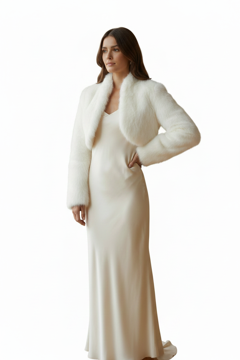 Boléro Fourrure blanc femme imitation fourrure mariage — Atelier Sélène