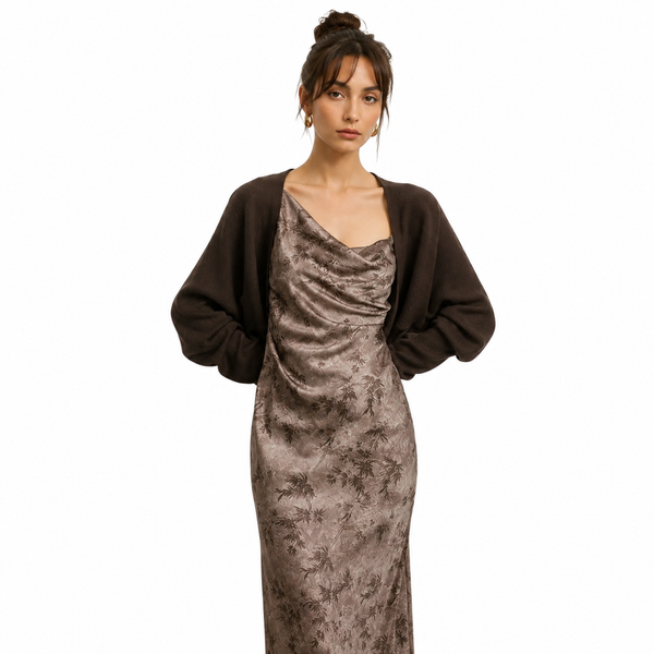 Boléro Vesper femme — boléro tricot manches chauve-souris, vue de face | Atelier Sélène — Boléro femme Atelier Sélène