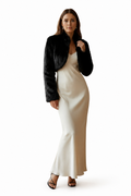Boléro Fourrure noir femme fausse fourrure douce glamour soirée — Atelier Sélène