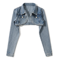 Détail denim coton délavé boléro Mistral bleu femme — Atelier Sélène