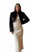 Boléro Fourrure noir femme fausse fourrure glamour soirée — Atelier Sélène