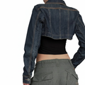 Boléro Cobalt bleu foncé vue de dos femme denim slim — Atelier Sélène